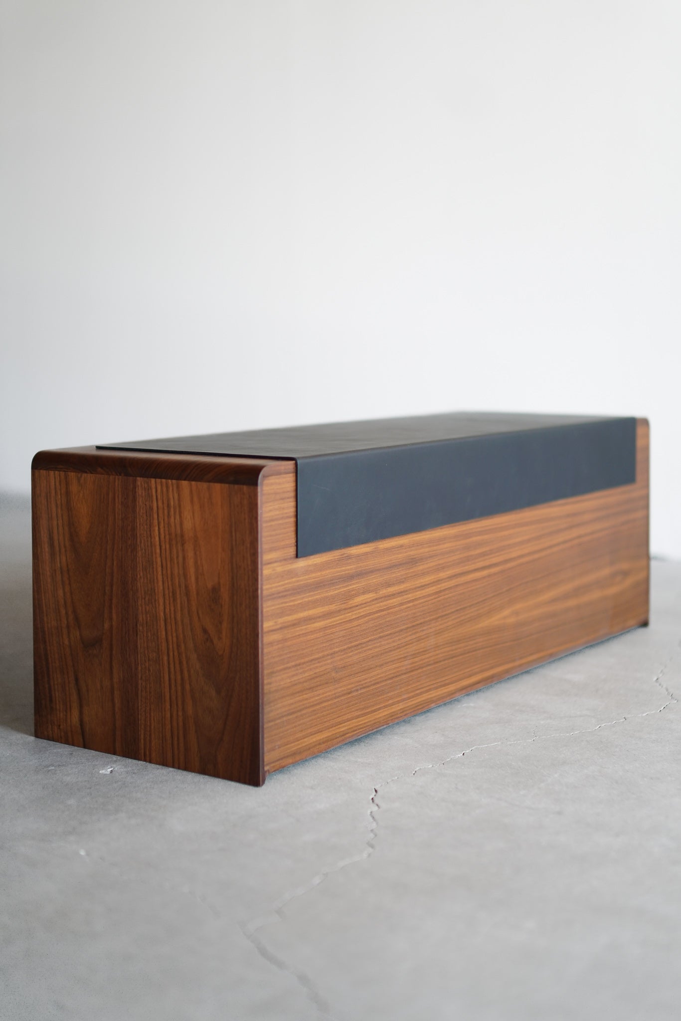 Carter storage cabinet - back shot, showing leather