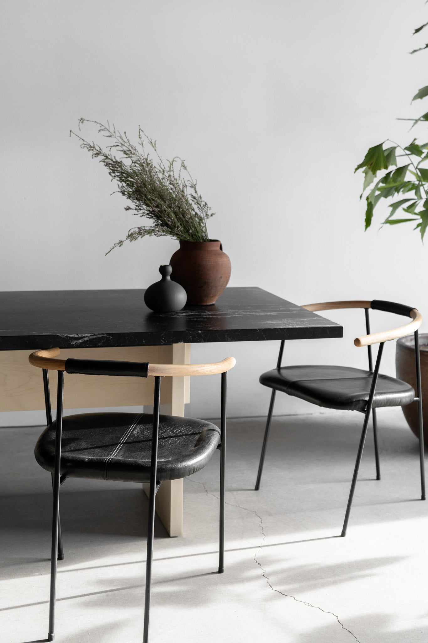Cleo dining chair - black leather chairs