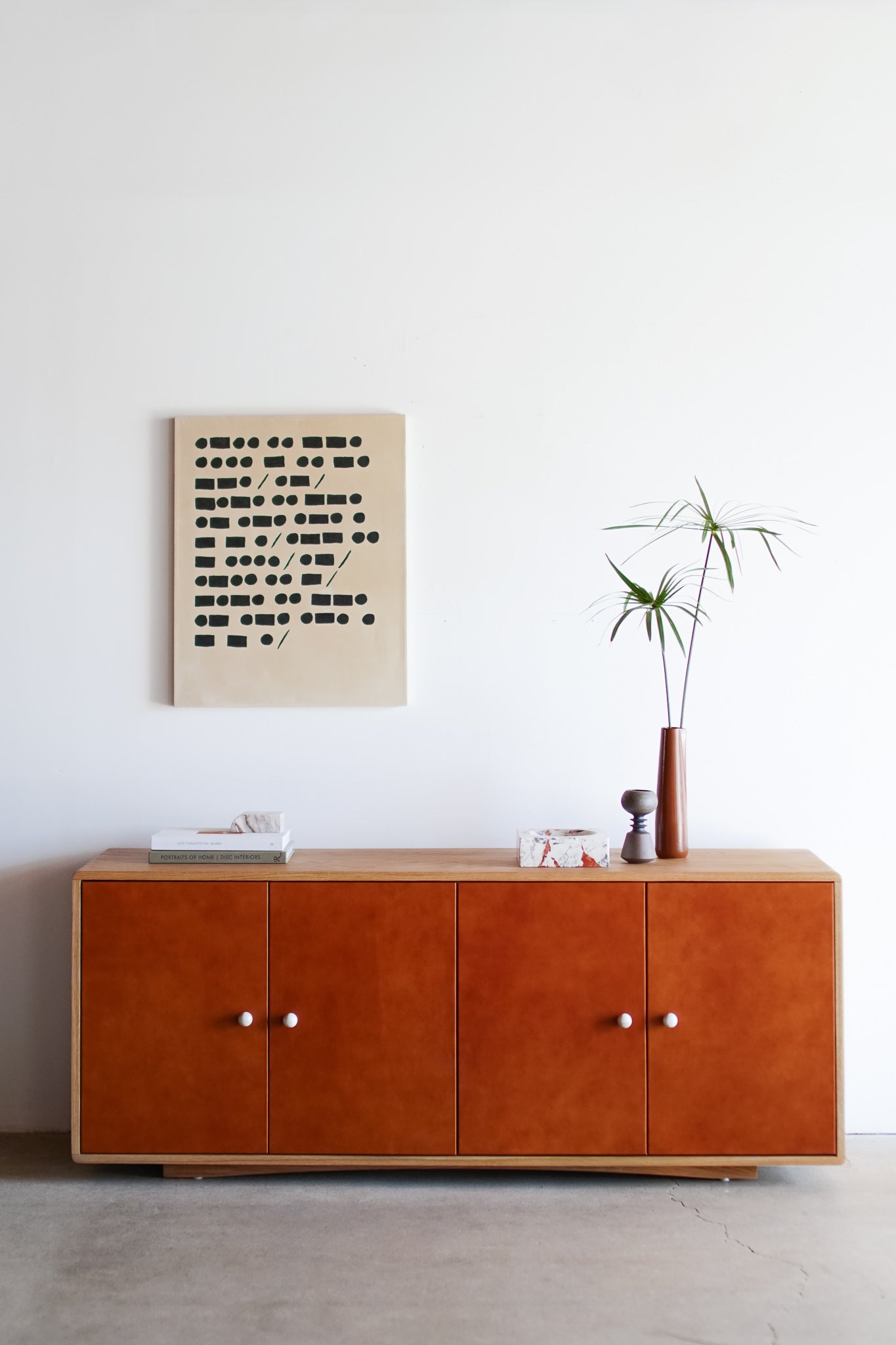 Morro credenza - leather wood cabinet styled