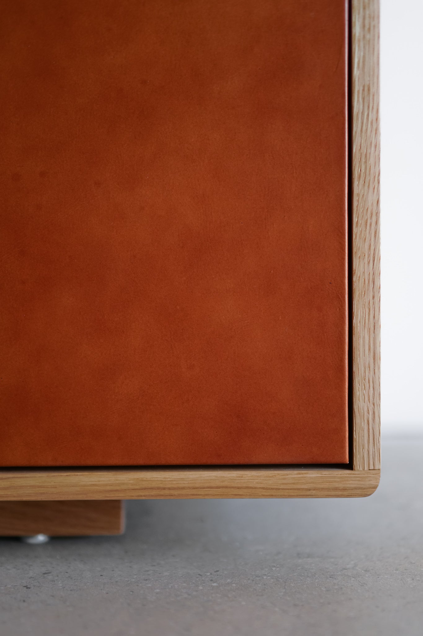 Morro credenza - -leather wood cabinet right bottom shot