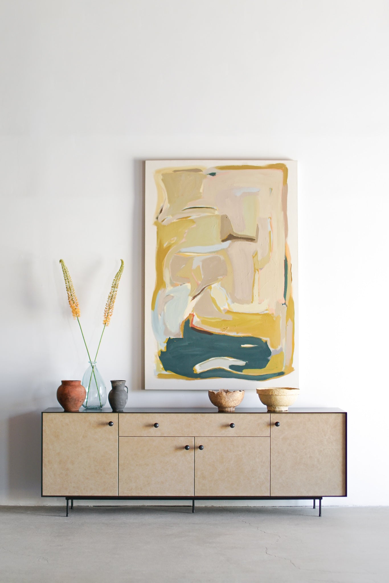 Noah buffet - steel and wood cabinet with leather faces
