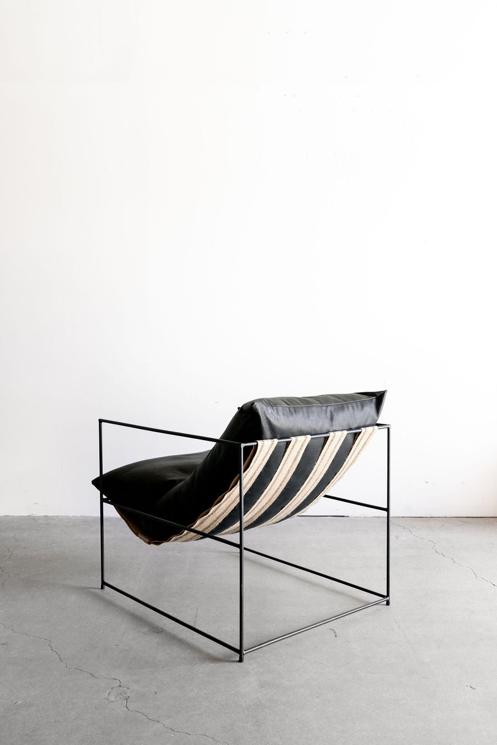 Black leather sierra chair - steel frame, leather cushion