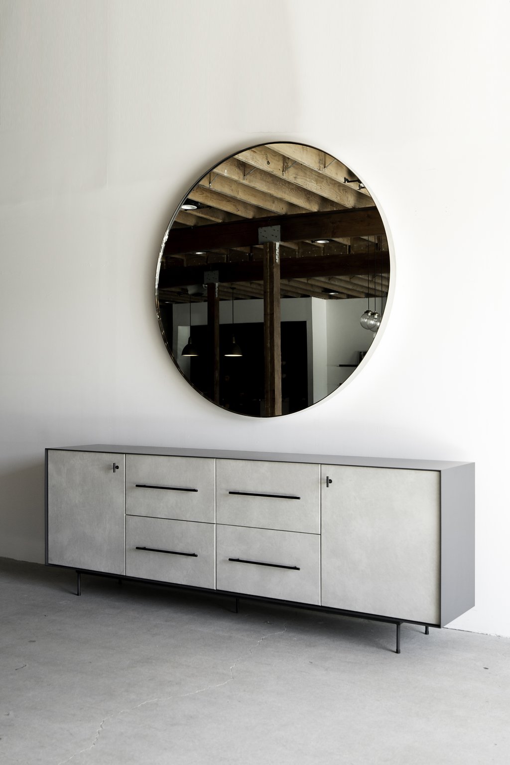 Bronson Buffet - Side shot of Leather and metal buffet