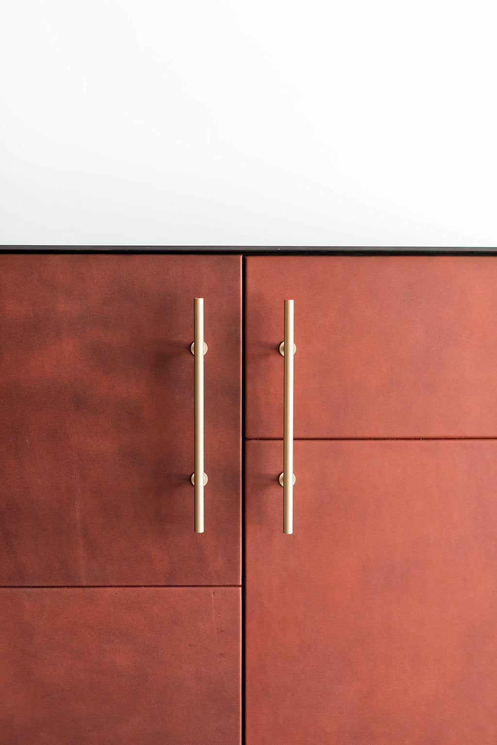 Bronson Credenza- 4 door, steel casing with leather doors