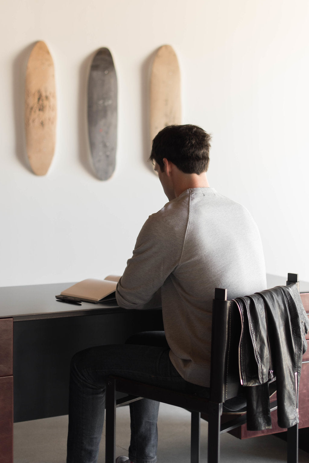 Bronson Desk- Leather drawers with steel base