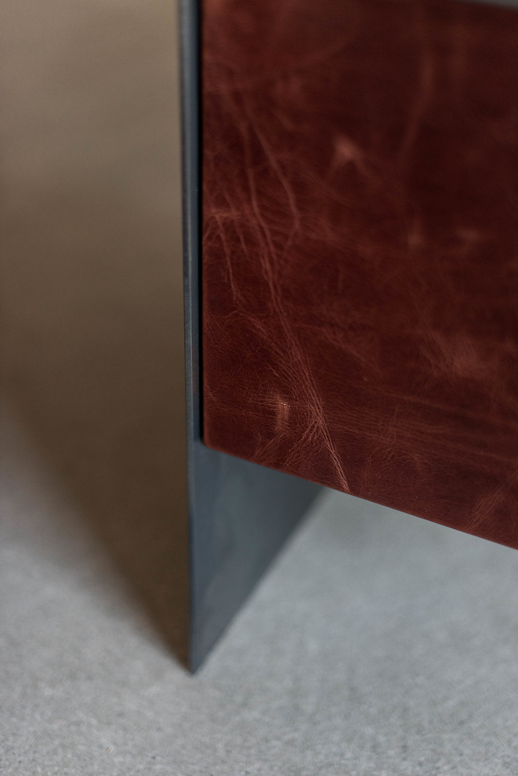 Bronson Desk- Leather drawers with steel base