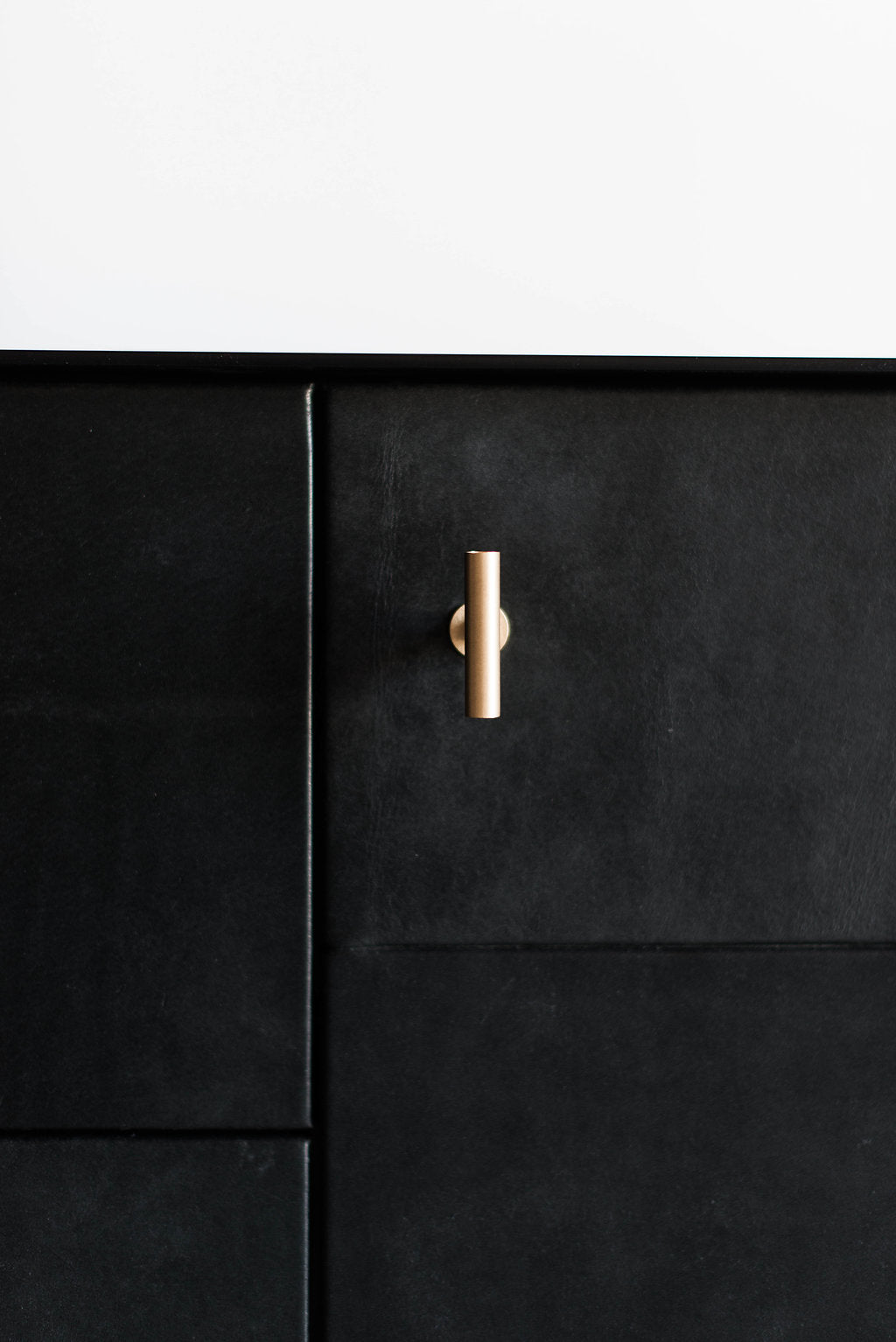 close up shot of Bronson Side Board metal handle details
