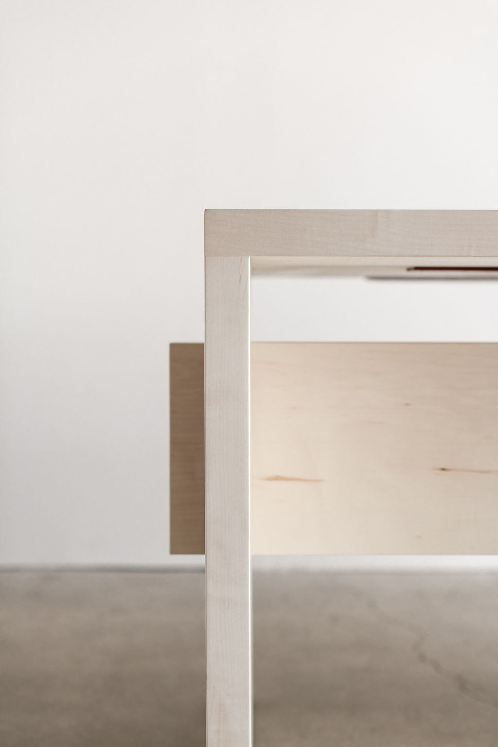 Carter desk- Bleached maple wood close up