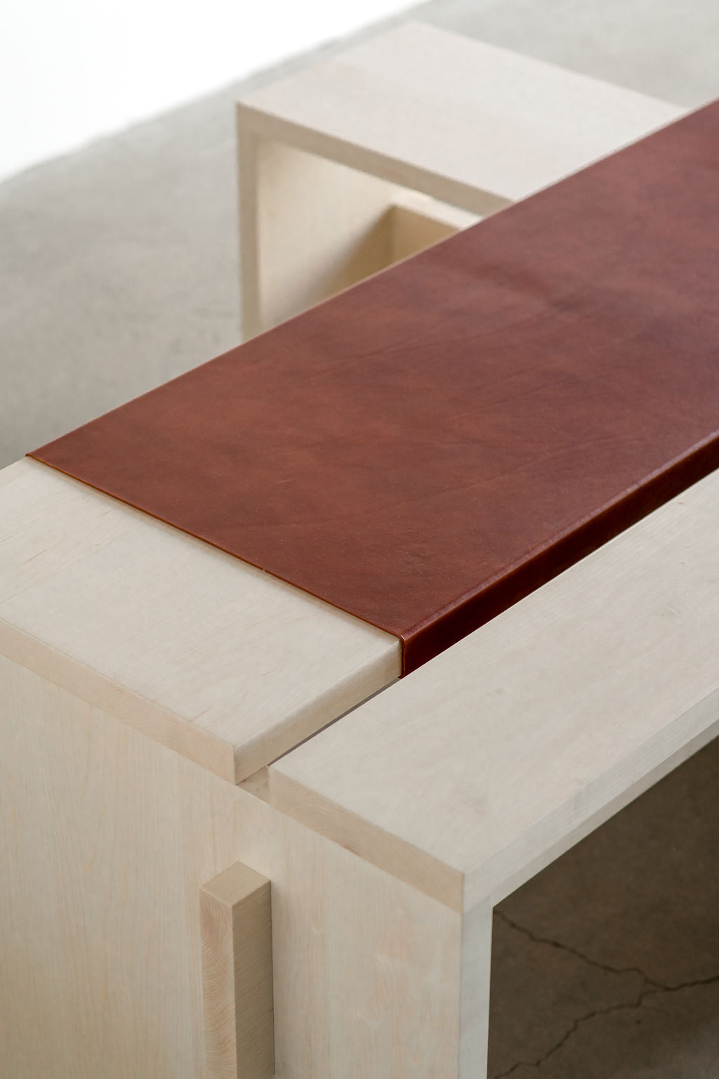 carter desk- Leather detail close up