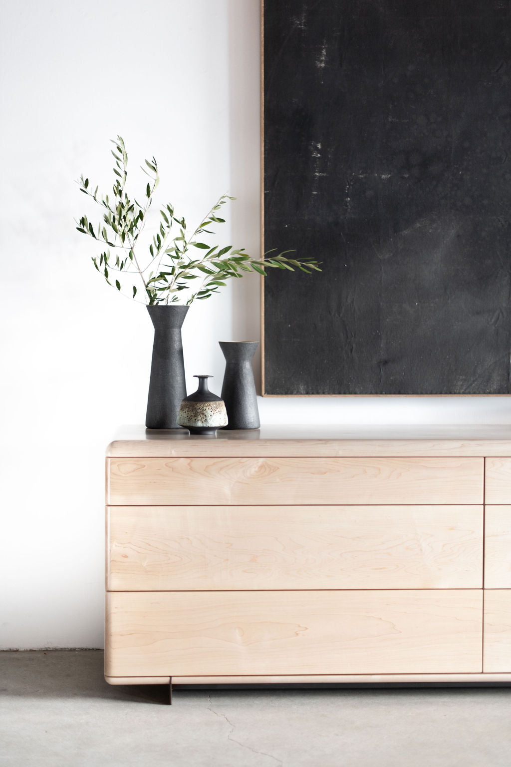 Carter dresser- bleached maple dresser left side shot