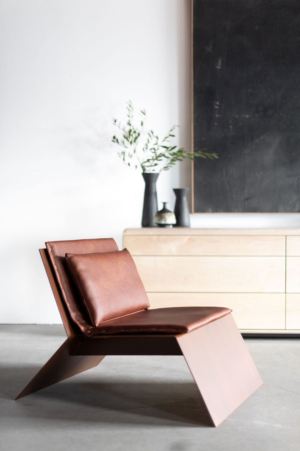 Tula lounge chair- Steel frame with leather cushions