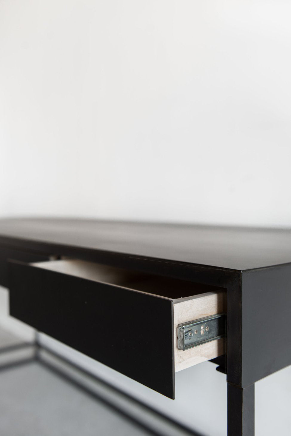 Chambers desk close up on opened drawer