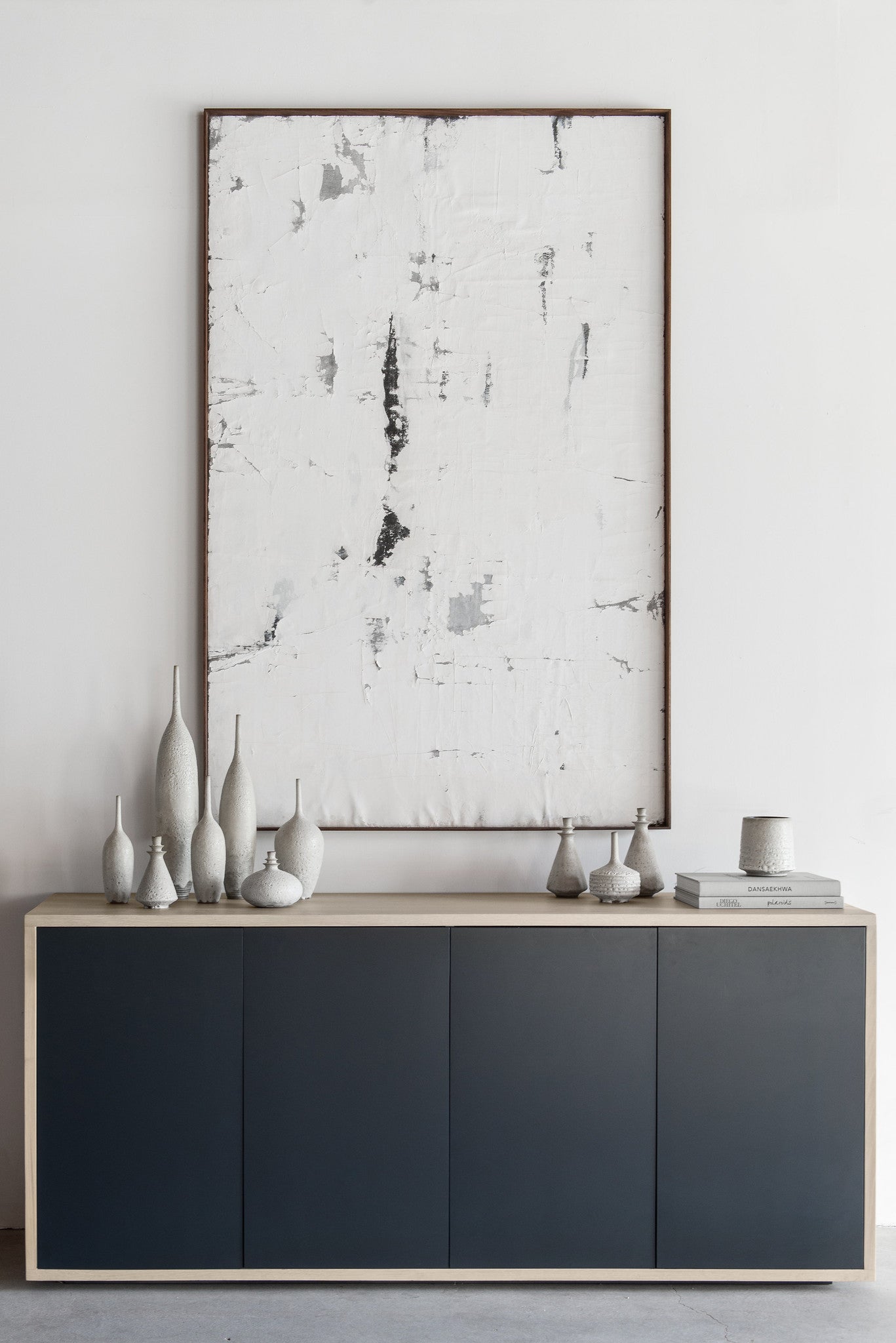 Mossam credenza - wood and leather cabinet