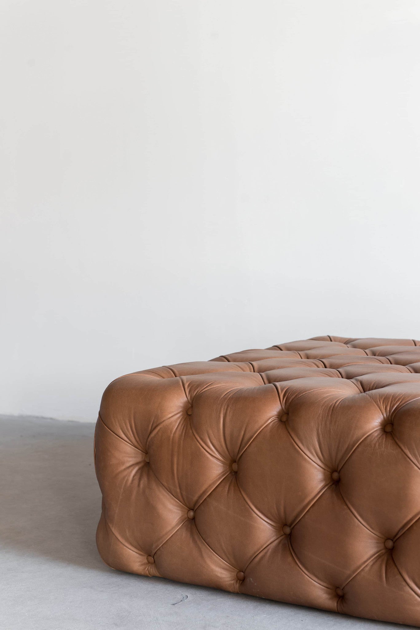 Tufted Burlap Ottoman