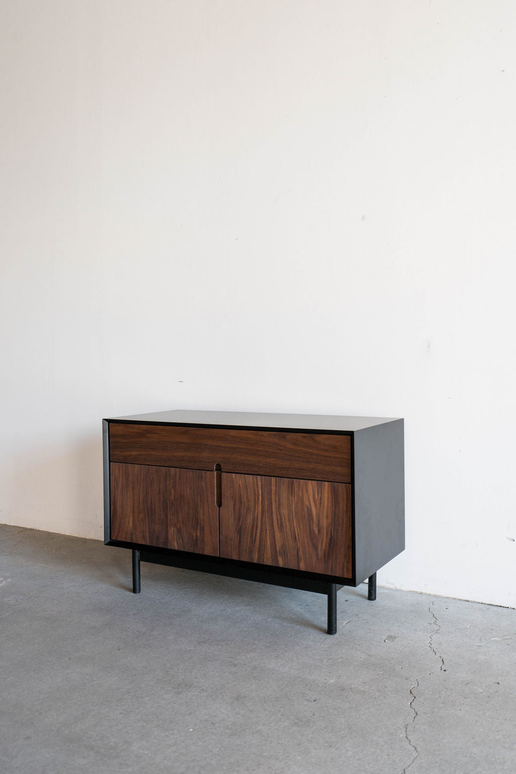Kings nightstand - steel casing with wood door and drawer