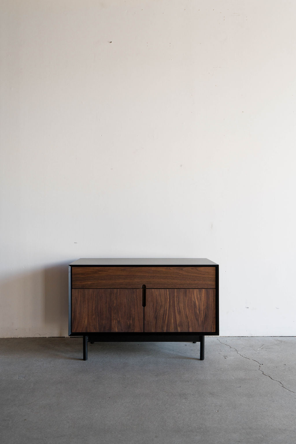Kings nightstand - steel casing with wood door and drawer