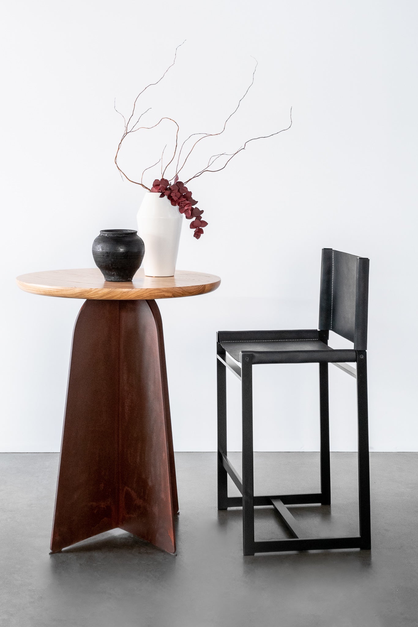 Latigo counter stool - black leather full shot
