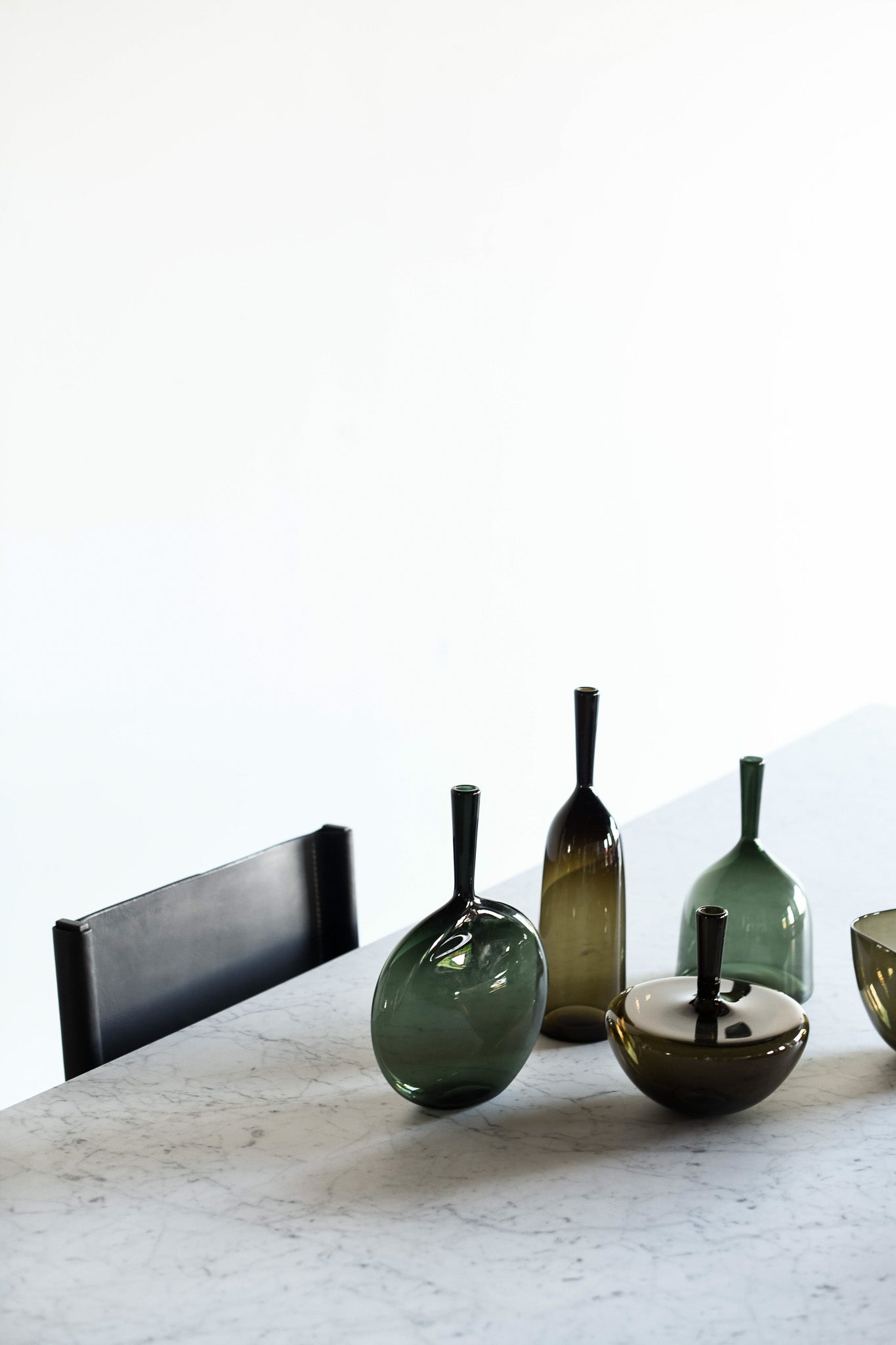 Marble dining table, styled