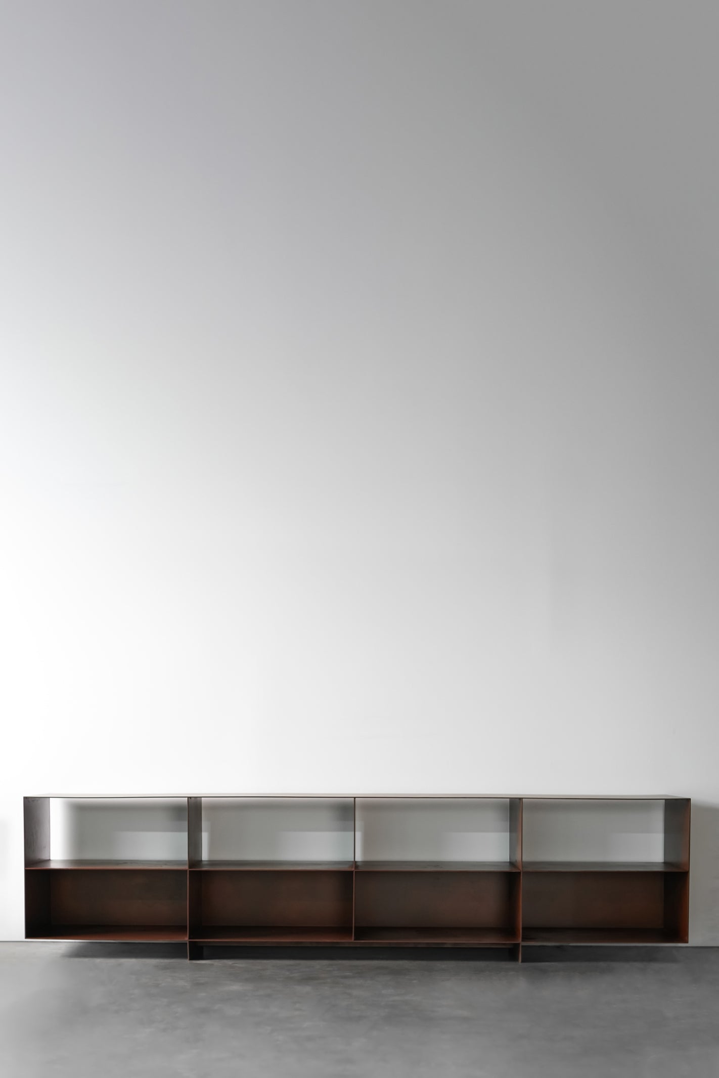 noah bookshelf - full steel patina, full shot