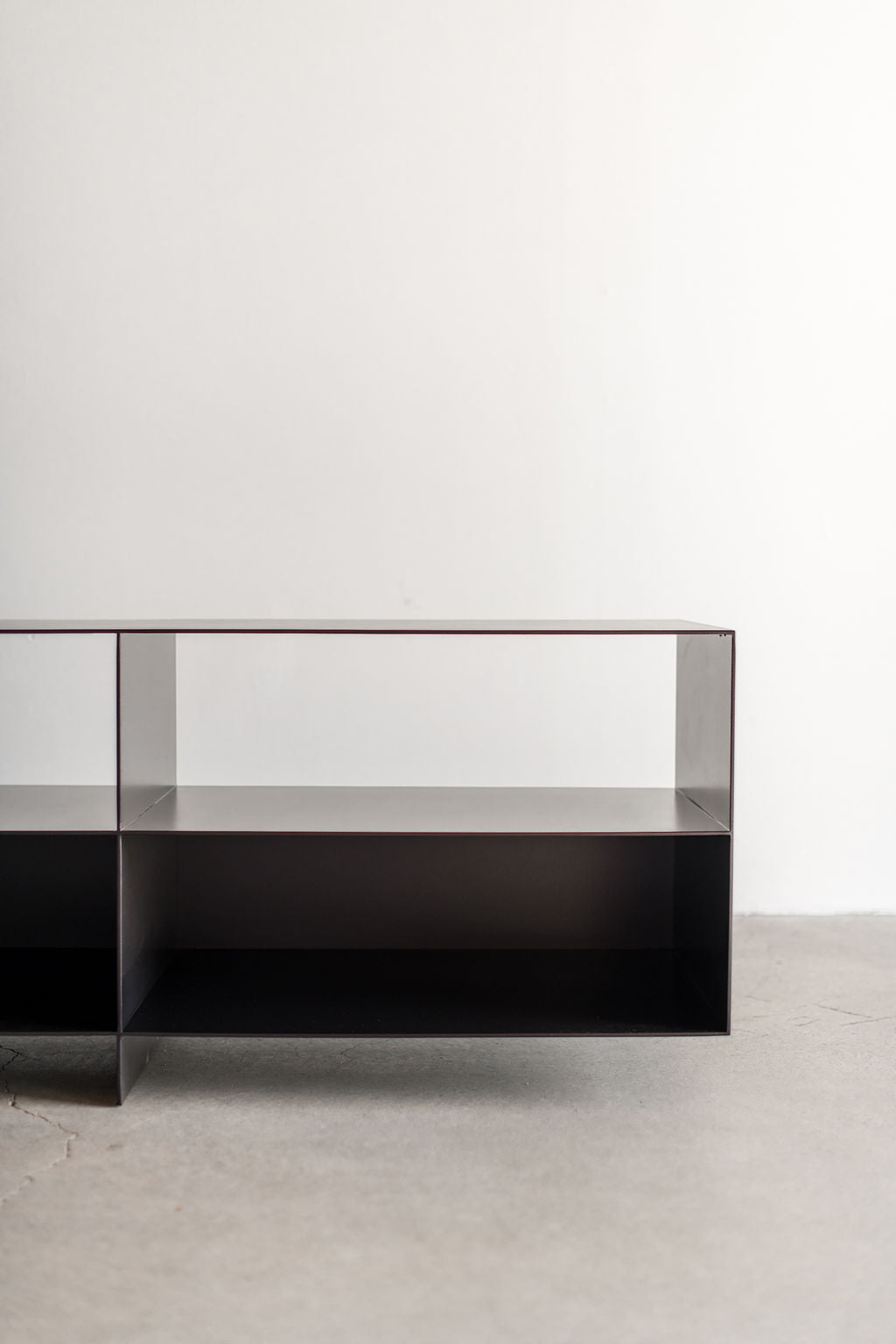 noah book shelf - steel bookshelf with steel legs, right side only