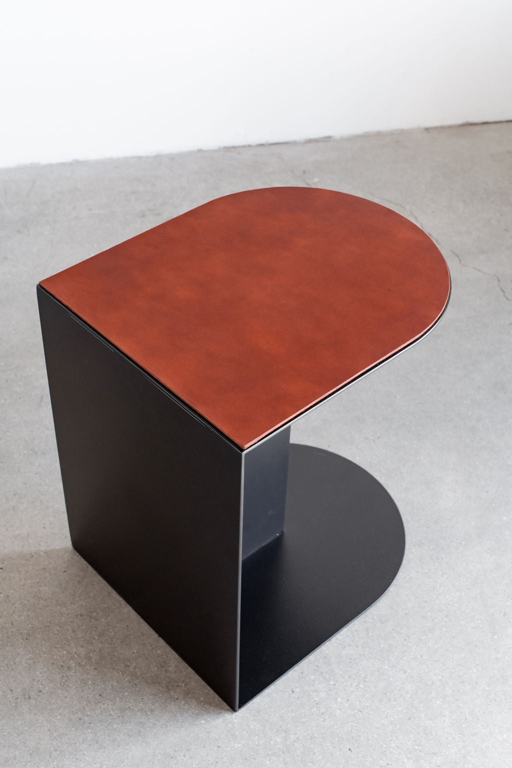 norah side table - steel accent table with leather