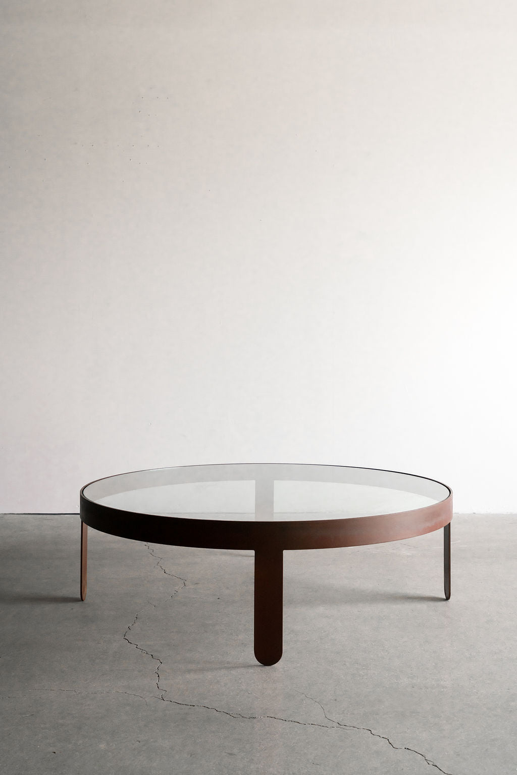 palmas coffee table- steel patina frame with glass top