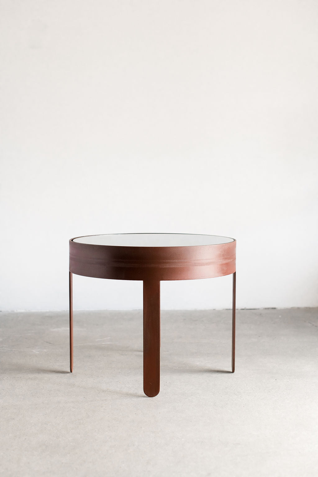 palmas side table - steel patina frame with glass top