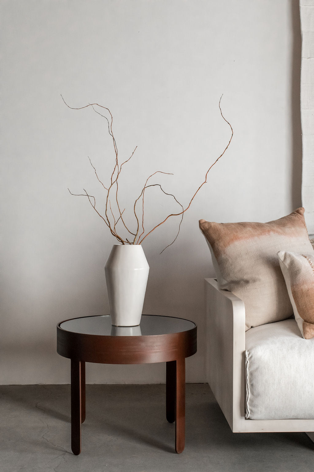 palmas side table - steel patina frame with glass top