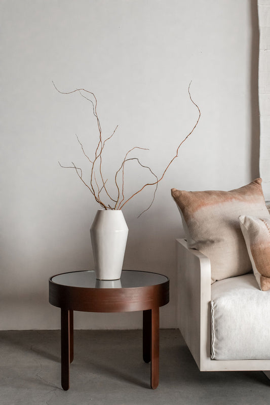 palmas side table - steel patina frame with glass top