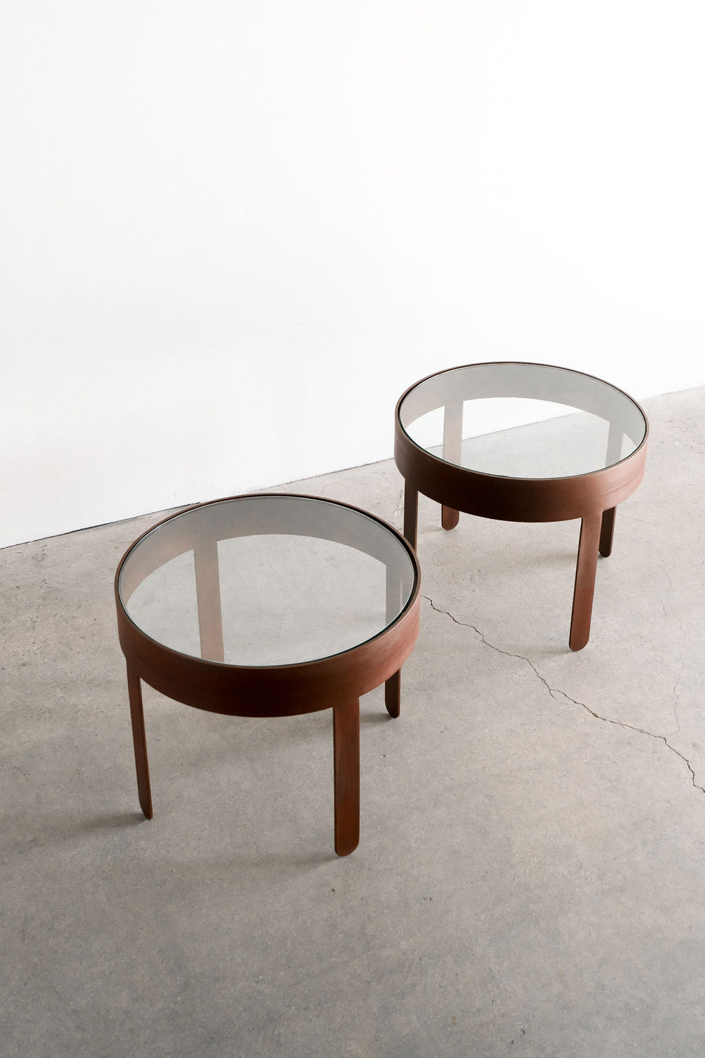 palmas side table - steel patina frame with glass top