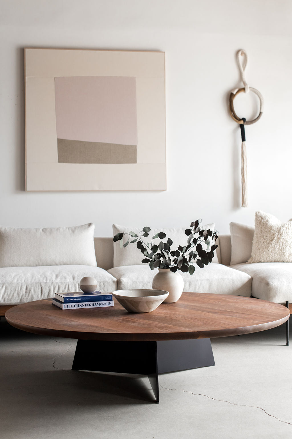Tula Coffee table- steel legs with walnut wood top