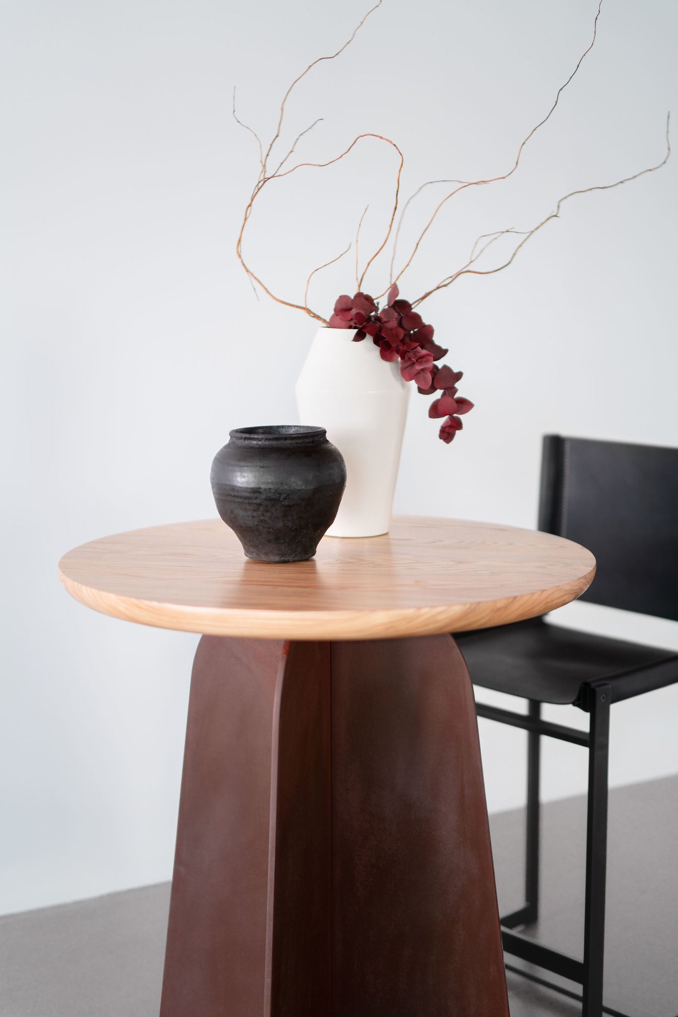 Tula entry table- steel legs with wood top