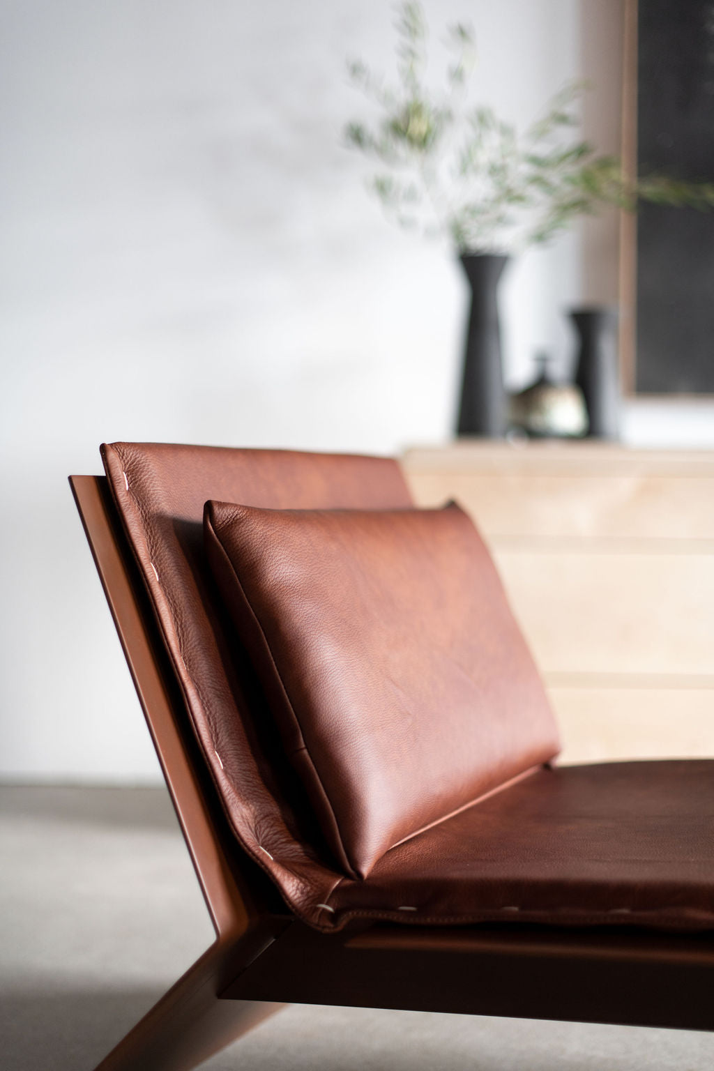 Tula lounge chair- Steel frame with leather cushions