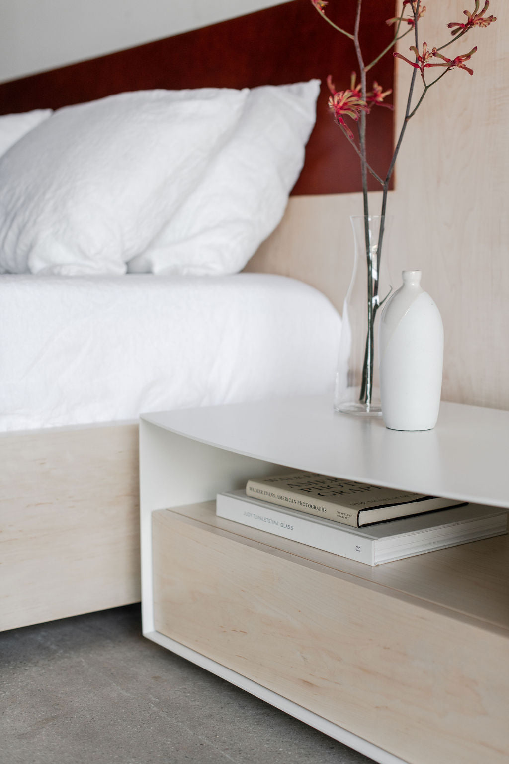 vista nightstand- steel casing with wood drawer
