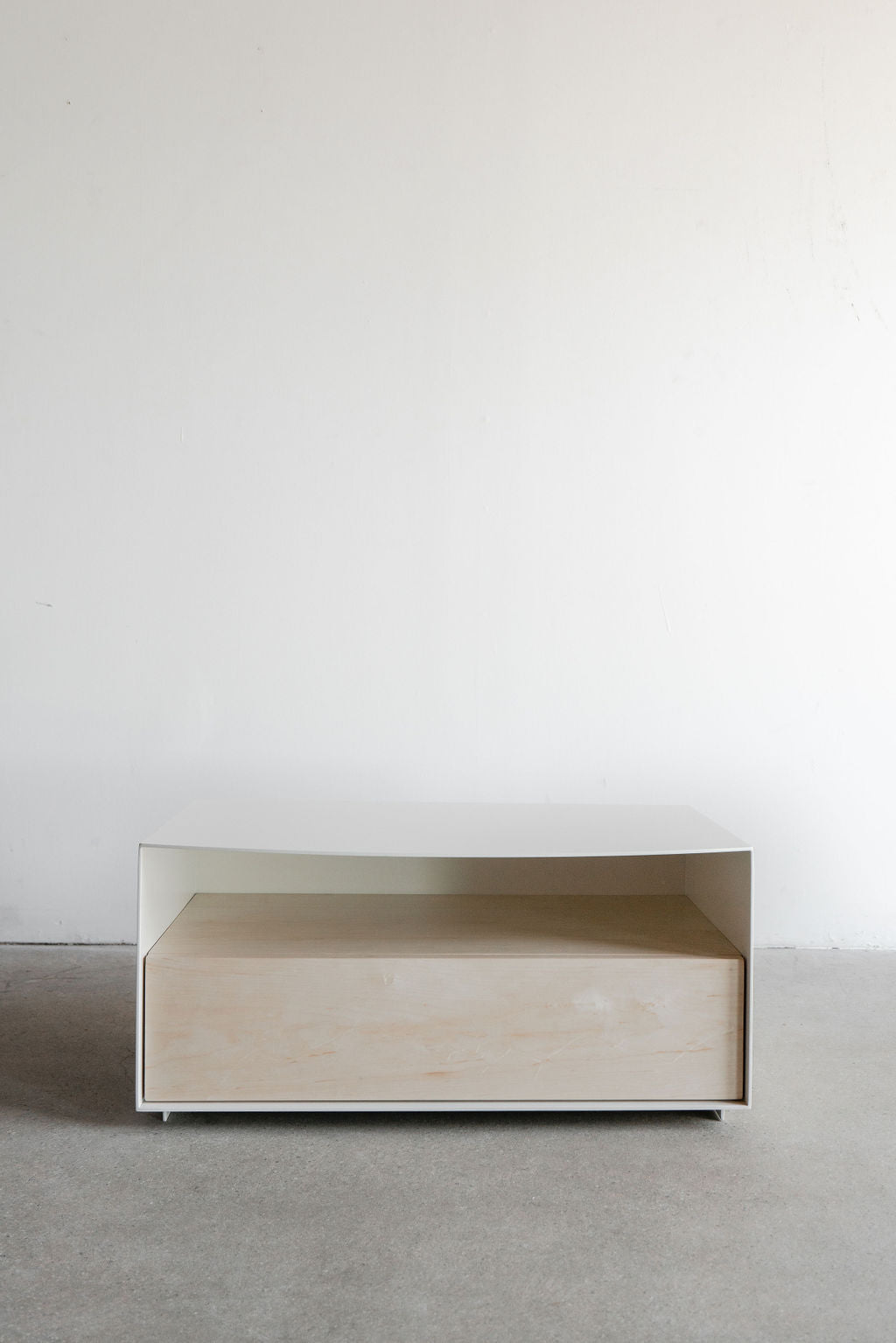 vista nightstand- steel casing with wood drawer
