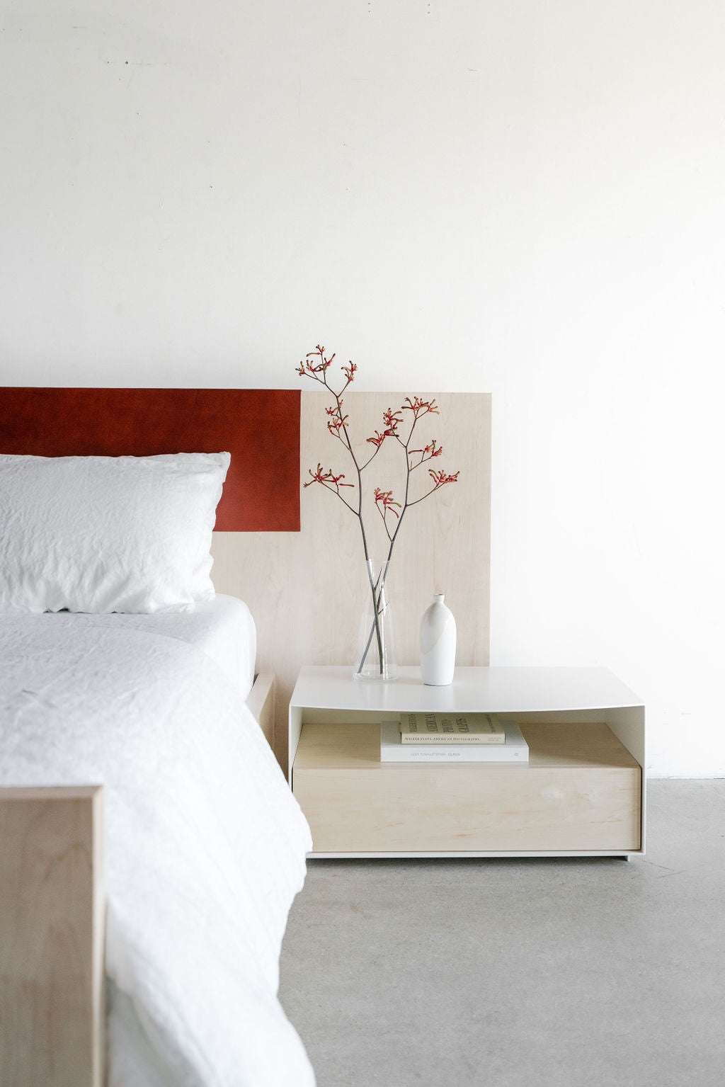 vista nightstand- steel casing with wood drawer