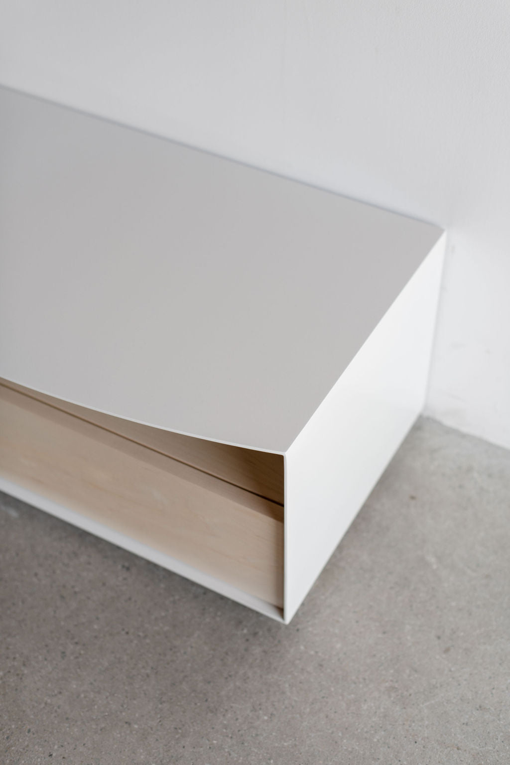 vista nightstand- steel casing with wood drawer
