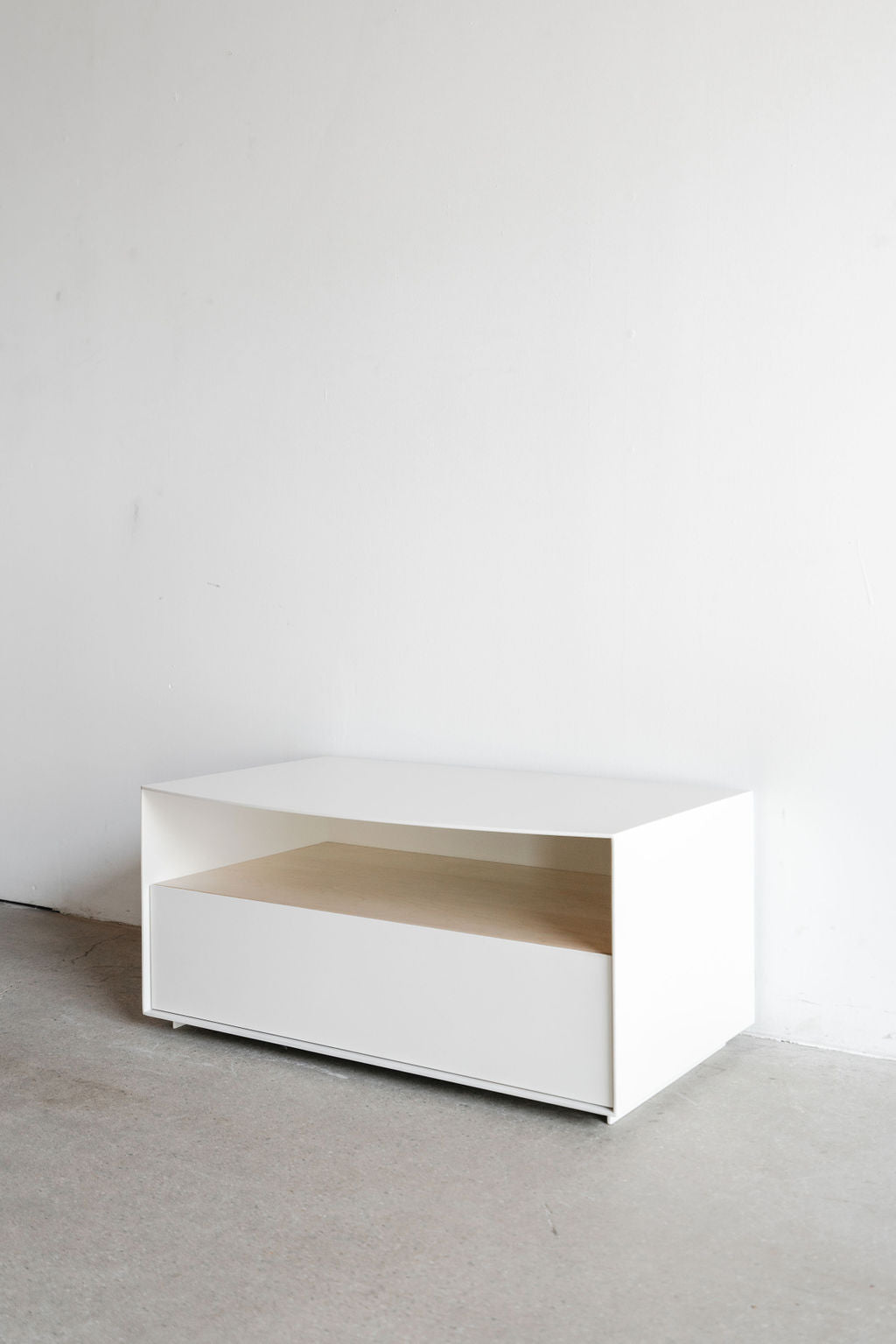 vista nightstand- steel casing with wood drawer